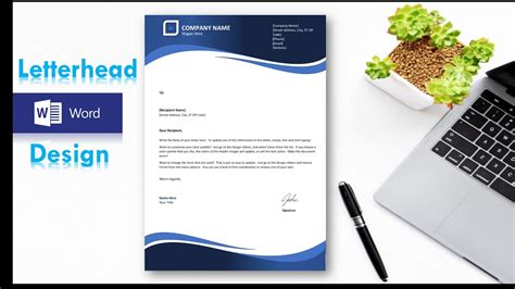 How To Make Professional Blue Letterhead Graphic Template In Ms Word Youtube