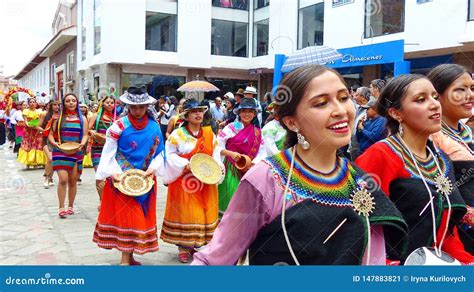 Folk Ecuadorian Dancers At The Parade Ecuador Editorial Image