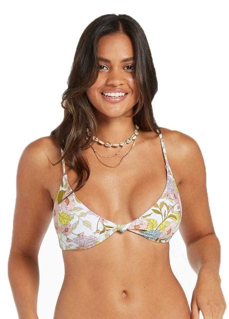 Volcom Big Poppy V Neck Bikini Top White