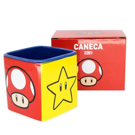 Caneca Quadrada Cubo Icones Super Mario Bros Zona Criativa Shopee Brasil