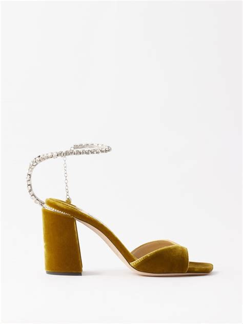 Yellow Saeda 85 Crystal Embellished Velvet Pumps Jimmy Choo MATCHES UK