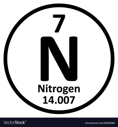 Periodic Table Element Nitrogen Icon Royalty Free Vector