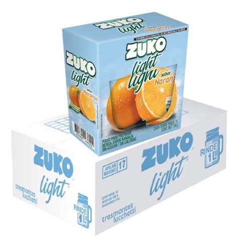 Caja 96 Sobres Zuko Polvo Preparar Bebida Naranja Light Meses Sin