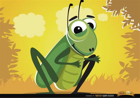 Free Vectors Funny Cartoon Cricket Bug Vector Open Stock