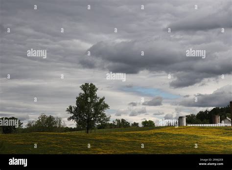 Dairy Farm Vista With Storm Clouds Stock Photo Alamy