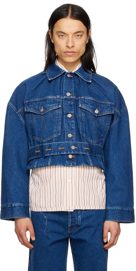 Blouson Court Bleu En Denim Meryll Rogge En Solde