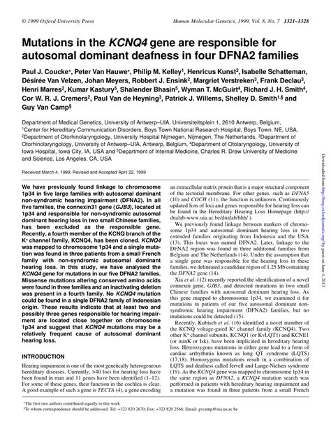 Pdf Mutations In The Kcnq Gene Are Responsible For Autosomal