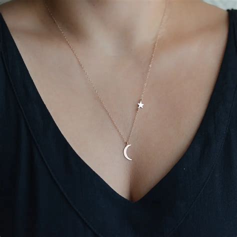 New Fashion Gold Moon And Star Necklace For Women Sexy Moon Star