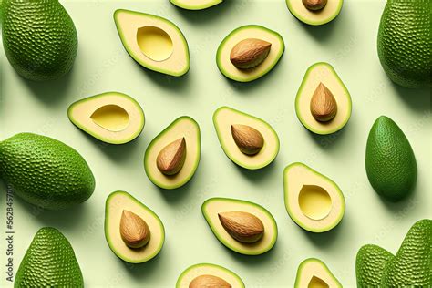 Hass Avocado Halves Background Wallpaper Pattern Of Many Bright