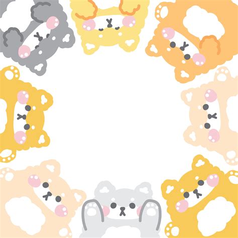 Cute shiba inu dog in various poses frame background.Japanese pet