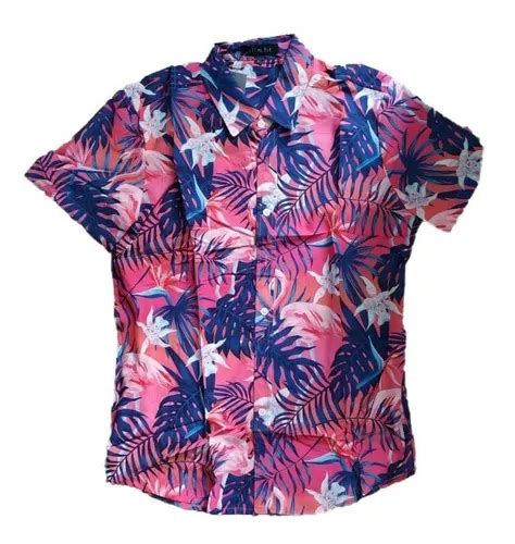 Camisa Floral Masculina Manga Curta Barata Praia Social Slim