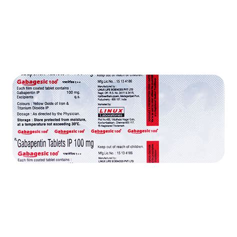 Gabagesic 100mg Tablet 10 S Price Uses Side Effects Netmeds