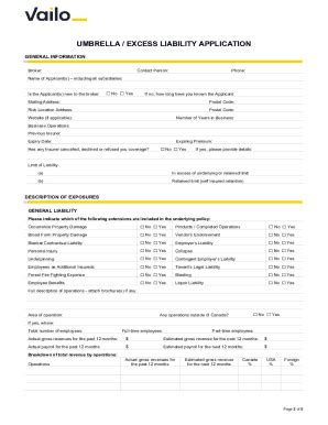 Fillable Online Excess Follow Form And Umbrella Liability Coverage For