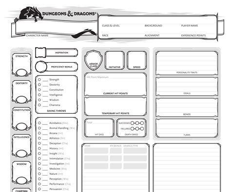 Printable Dnd Character Sheet 5e Printable And Enjoyable Learning