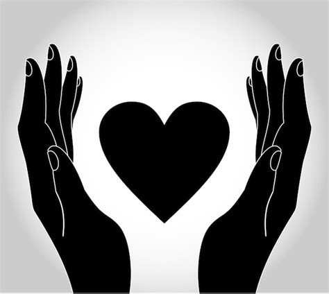 Premium Vector A Black And White Image Of Two Hands Holding A Heart