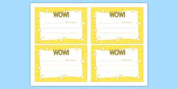 WOW Moment Parent Slips - wow, parents, certificates, awards