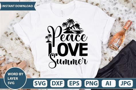 Peace Love Summer Svg Cut File Gr Fico Por Ismetarabd Creative Fabrica