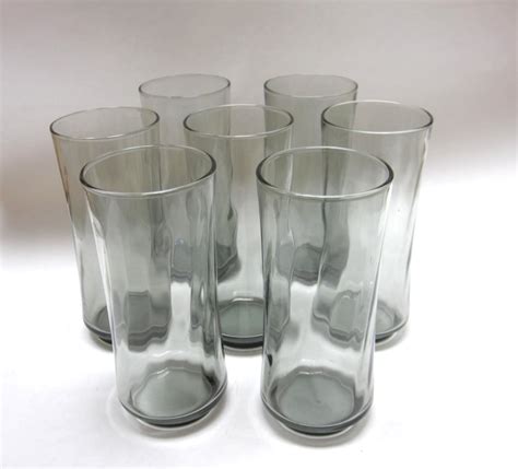 Set Of 7 Smokey Black Drinking Glasses Tall By Sweetie2sweetie