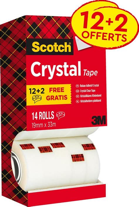 Scotch Ruban adhésif Crystal ft 19 mm x 33 m boîte de 14 rouleaux 12