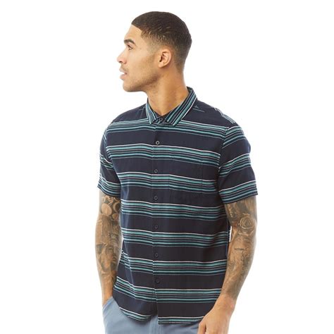 Buy Fluid Mens Horizontal Striped Short Sleeve Shirt Navy