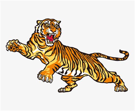 Retro Tiger Drawing Illustration Vector Ai Illustrator File US 5