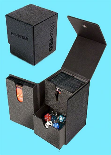 Ultra Pro Pro Tower Deck Box Black Compartment Game Card Dice Dual