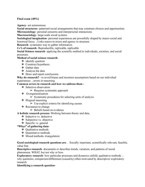 Soci Final Outline A Bit Of Notes From Almost All The Lectures