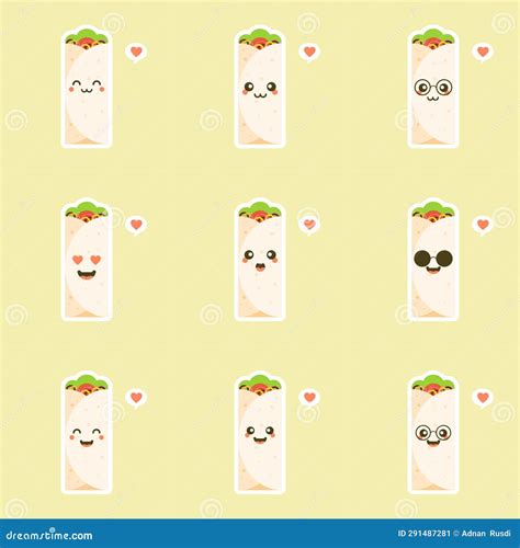 Shawarma Character. Buritto. Fast Food Cartoon. Vector Chicken ...