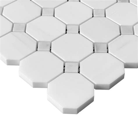 Dolomiti Marble Octagon With Carrara Mosaic Tile