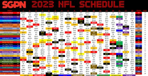 2023 Nfl Printable Weekly Schedules