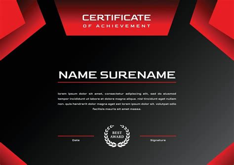 Red Certificate Of Achievement Template Certificate Design For Gaming