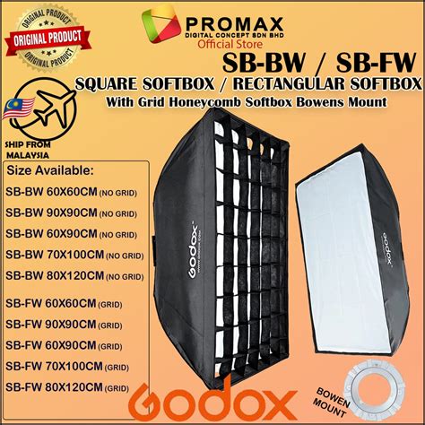 Godox SB FW SB BW 60x60cm 80x120cm 70X100CM With Grid Honeycomb Softbox