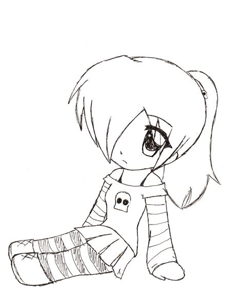 Cute Chibi Girl Easy Drawings Sketch Coloring Page