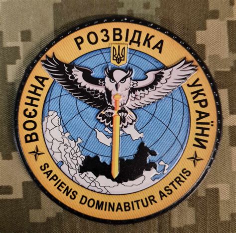 Шеврон Воєнна Розвідка України. Знак Сова з мечем (кольоровий)