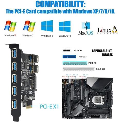 Carte D Extension Pci E Vers Usb 3 0 À 7 Ports Avec Connecteur D