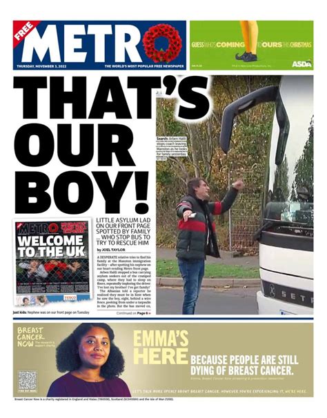 Metro Front Page 3rd Of November 2022 Tomorrows Papers Today