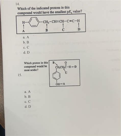 Solved 14 Which Of The Indicated Protons In This Compound Chegg