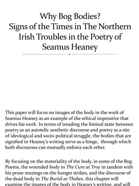 Why Bog Bodies Signs Of The Times In The Northern Irish Troubles In The