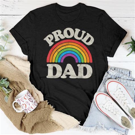Lgbtq Proud Dad Gay Pride Lgbt Ally Rainbow Fathers Day Women T Shirt Mazezy