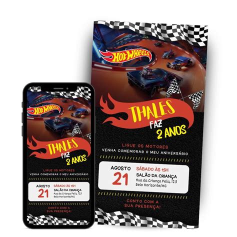 Convite Digital Para Festa Anivers Rio Infantil Hot Wheels Elo