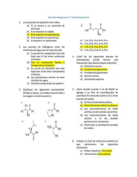 Revis BioquíMICA 2021 q RevisiÛn BioquÌmica 1 Parcial examen A La