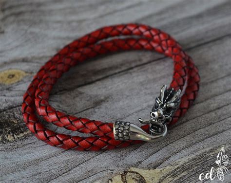 Rustic Leather Viking Bracelet For Men Or Women Cuff Bracelet Etsy