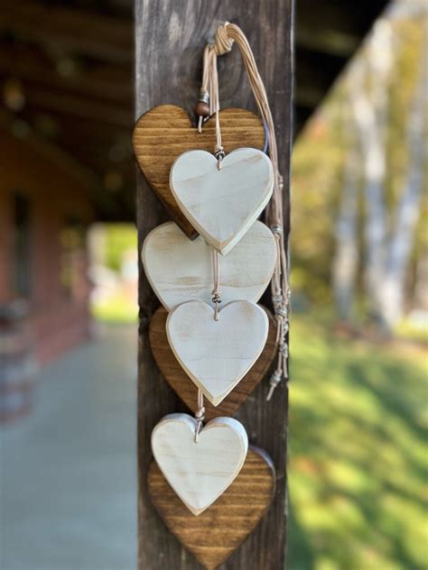 Wooden Heart Decor Rustic Heart Wall Hanging 7 Painted Wood Etsy