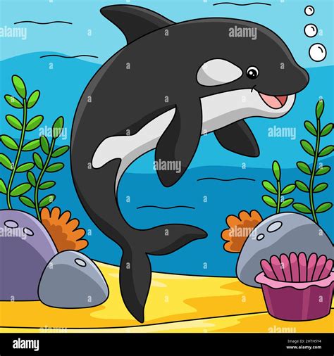 Killer Whale Cartoon Colored Illustration Stock Vector Image Art Alamy