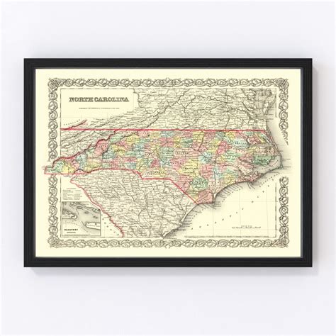 Vintage Map Of North Carolina By Ted S Vintage Art