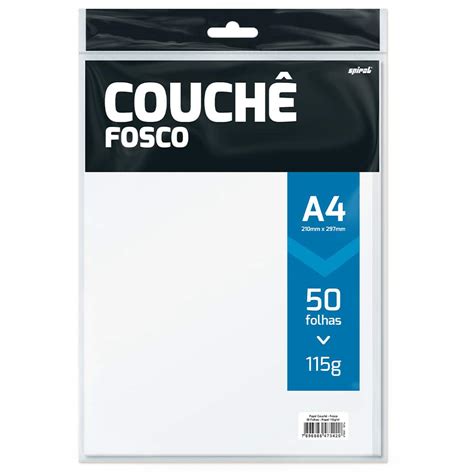 Papel Couchê Fosco 115g A4 210x297 Spiral PT 50 FL Papéis Kalunga