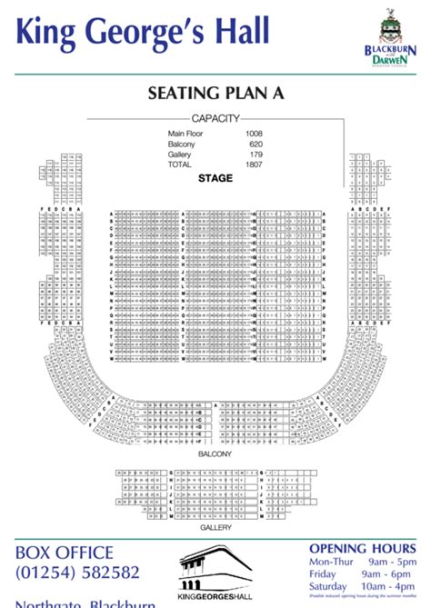 King Georges Hall Seating Plan A printable pdf download