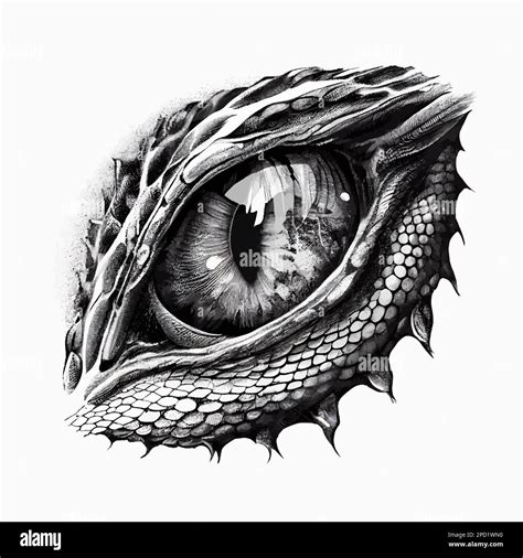 Dragon Or Dinosaur Monster Eye Tattoo Sketch Tshirt Print Png