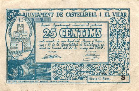 25 Céntimos Castellbell i el Vilar España Guerra Civil Numista