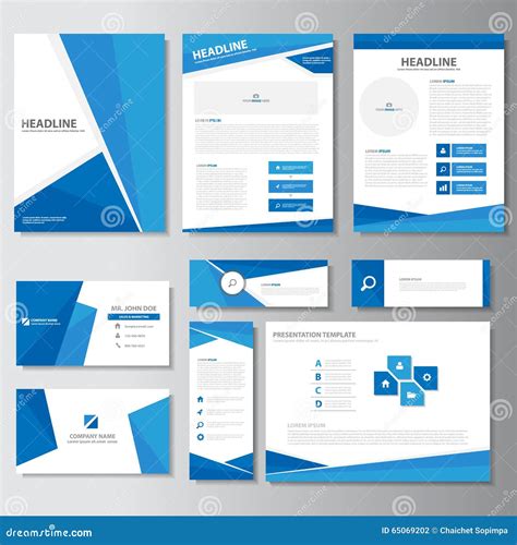 Blue Business Brochure Flyer Leaflet Presentation Card Template Infographic Elements Flat Design